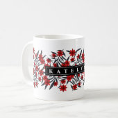 Moderne blumenreiche Tasse mit Namen (Vorderseite Links)