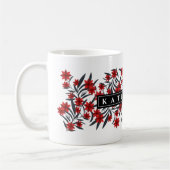 Moderne blumenreiche Tasse mit Namen (Links)