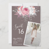 Moderne Blumenrosa 16 . Geburtstag Geburtstagspart Einladung (Vorderseite)