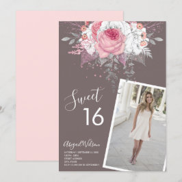 Moderne Blumenrosa 16 . Geburtstag Geburtstagspart Einladung