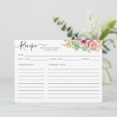 Moderne Blumenrosa Rezeptkarte (Stehend Vorderseite)