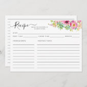 Moderne Blumenrosa Rezeptkarte (Vorne/Hinten)
