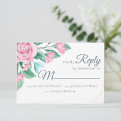 Moderne Blumenrosen RSVP Karte (Stehend Vorderseite)