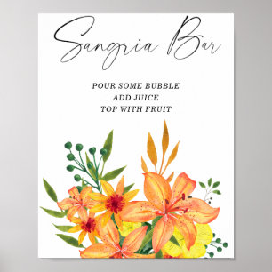 Moderne Blumensangria Bar Poster