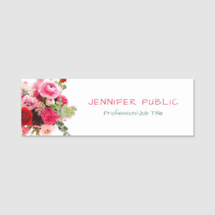 Moderne Blumenschablonewatercolor-Rosen-Blumen Namensschild