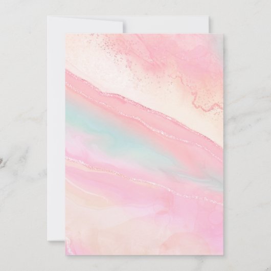 Moderne Blumenschmetterling Pink Gold Girl Babydus Einladung (Rückseite)