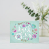 Moderne Blumenschrift Vielen Dank Postkarte (Stehend Vorderseite)