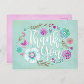 Moderne Blumenschrift Vielen Dank Postkarte (Vorne/Hinten)