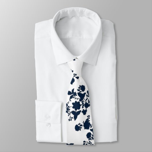 moderne BlumenSilhouettemonogramm-Krawatte Krawatte (Gebunden)