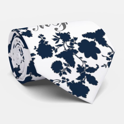 moderne BlumenSilhouettemonogramm-Krawatte Krawatte (Gerollt)