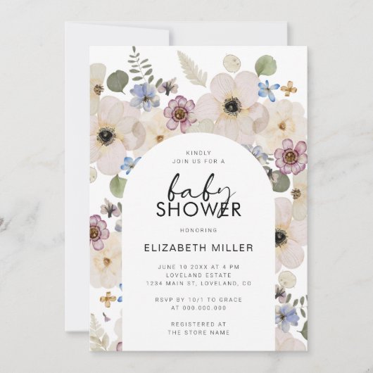 Moderne Blumenspül-Dusche Einladung (Vorderseite)