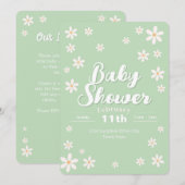 Moderne Blumenspülung - Green Daisy Custom Einladung (Vorne/Hinten)