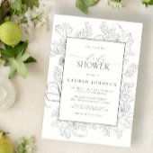 Moderne Blumenstrauß Art Sage Green Baby Dusche Einladung