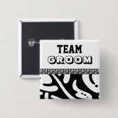 Moderne Blumenteam-Bräutigam SCHWARZWEISS-MÄNNER Button (Vorne & Hinten)