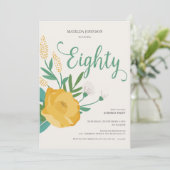 Moderne Blumenüberraschung 80. Geburtstagsparty Einladung (Stehend Vorderseite)