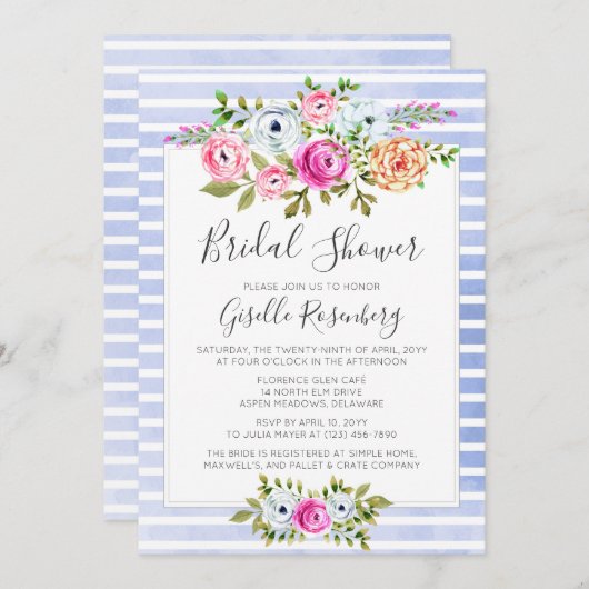 Moderne Blumenwasser Bridal Dusche Einladung (Vorne/Hinten)