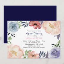 Moderne Blumenwasser Bridal Dusche Einladungen