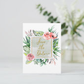 Moderne Blumenwasserfarbe Save the Date Hochzeit Ankündigungspostkarte (Stehend Vorderseite)