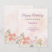 Moderne Blumenweiche Geburtstagskarte Mitteilungskarte (Vorne/Hinten)