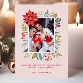 Moderne Blumenweihnachtskarte Feiertagskarte