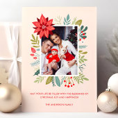 Moderne Blumenweihnachtskarte Feiertagskarte