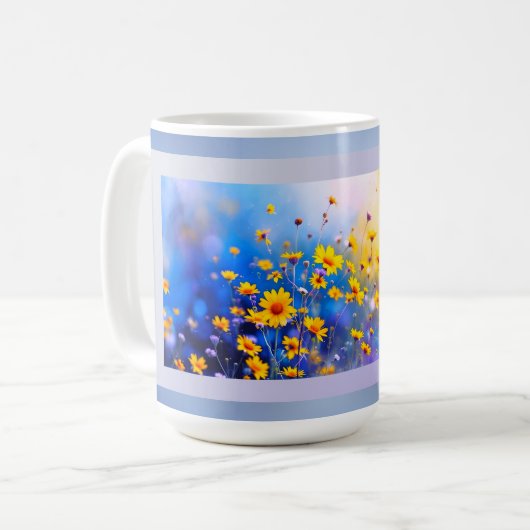 Moderne Blumenwiese Kaffeetasse (Vorderseite Links)