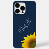 Moderne Blumenzangen Sonnenblumen Navy Blau Case-Mate iPhone Hülle (Rückseite)