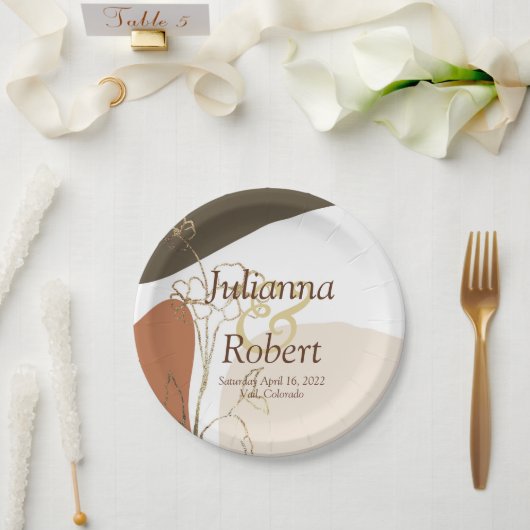 Moderne Blumenzettel-Teller Pappteller (Hochzeit)