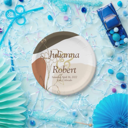 Moderne Blumenzettel-Teller Pappteller (Party)