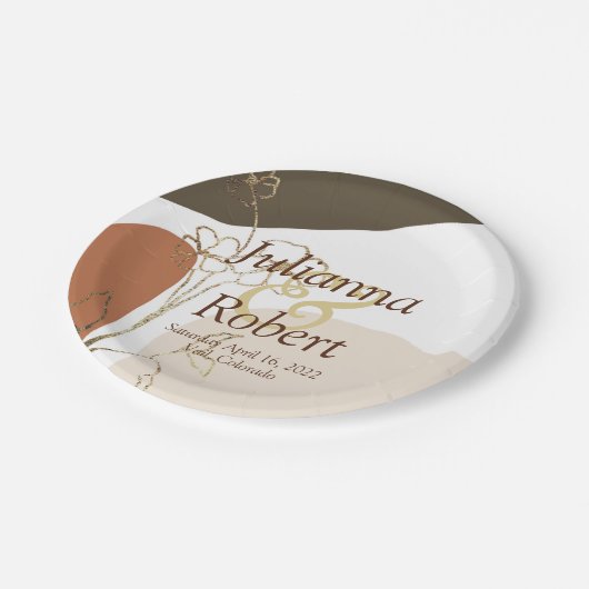 Moderne Blumenzettel-Teller Pappteller (Schrägansicht)