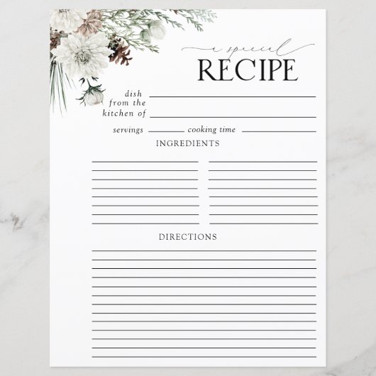 Moderne Blumenzwiebelseite Recipi Binder Page (Vorderseite)