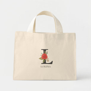 Moderne Blumige Anpassbare Monogramm Buchstabe L Mini Stoffbeutel