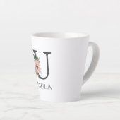 Moderne Blumige Anpassbare Monogramm Buchstabe U Milchtasse (Rechte Ecke)