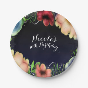 Moderne blumige elegante Abendparty Pappteller