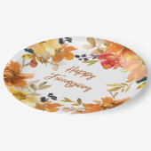 Moderne Blumige Friendsgiving  Pappteller (Schrägansicht)
