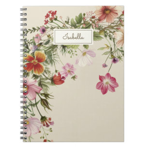 Moderne Blumige Namens Stylishes Notizbuch Notizblock
