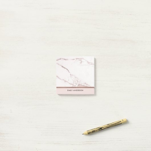 MODERNE, BLUSFRISCHE ROSE GOLD-MÄRBTEXTURE POST-IT KLEBEZETTEL (Auf Schreibtisch)