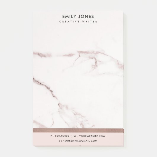 MODERNE, BLUSFRISCHE ROSE GOLD-MÄRBTEXTURE POST-IT KLEBEZETTEL (Vorderseite)