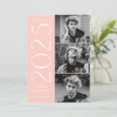 Moderne Blush 3 Foto Graduation Party 2025 Einladung (Stehend Vorderseite)