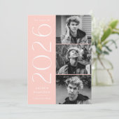 Moderne Blush 3 Foto Graduation Party 2025 Einladung (Stehend Vorderseite)