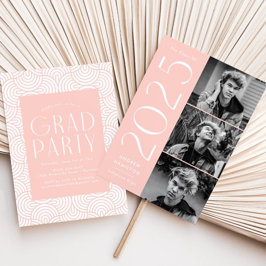 Moderne Blush 3 Foto Graduation Party 2025 Einladung