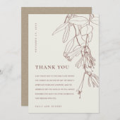 MODERNE BLUSH AUS WEISSER LINIE ZEICHNEND BLUMENFL DANKESKARTE (Vorne/Hinten)