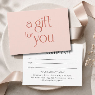 Moderne Blush-Beige-Geschenkgutschein