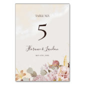 Moderne Blush Bloral | Aquarellfarbene Tischnummer (Rückseite)