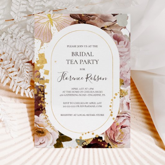 Moderne Blush Bloral | Bridal Tea Party Einladung