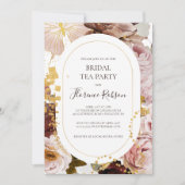 Moderne Blush Bloral | Bridal Tea Party Einladung (Vorderseite)