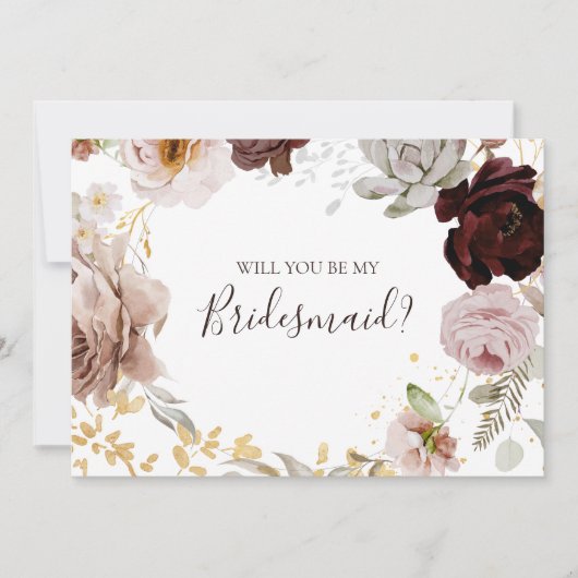 Moderne Blush Bloral | Bridesmaid-Vorschlagskarte Einladung (Vorderseite)