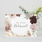 Moderne Blush Bloral | Bridesmaid-Vorschlagskarte Einladung (Stehend Vorderseite)