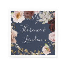 Moderne Blush Bloral | Hochzeit der Marine Napkins