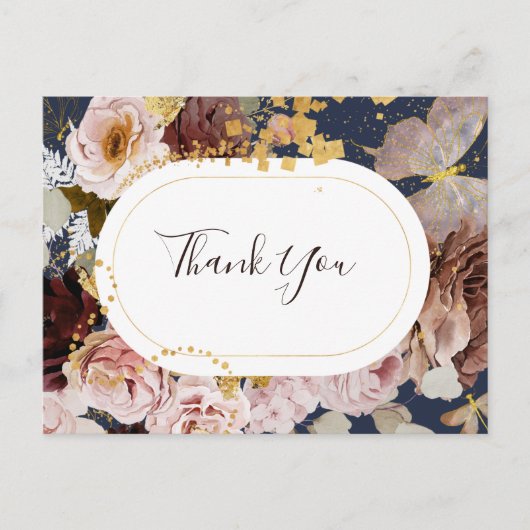 Moderne Blush Bloral | Hochzeit der Marine Vielen  Postkarte (Vorderseite)